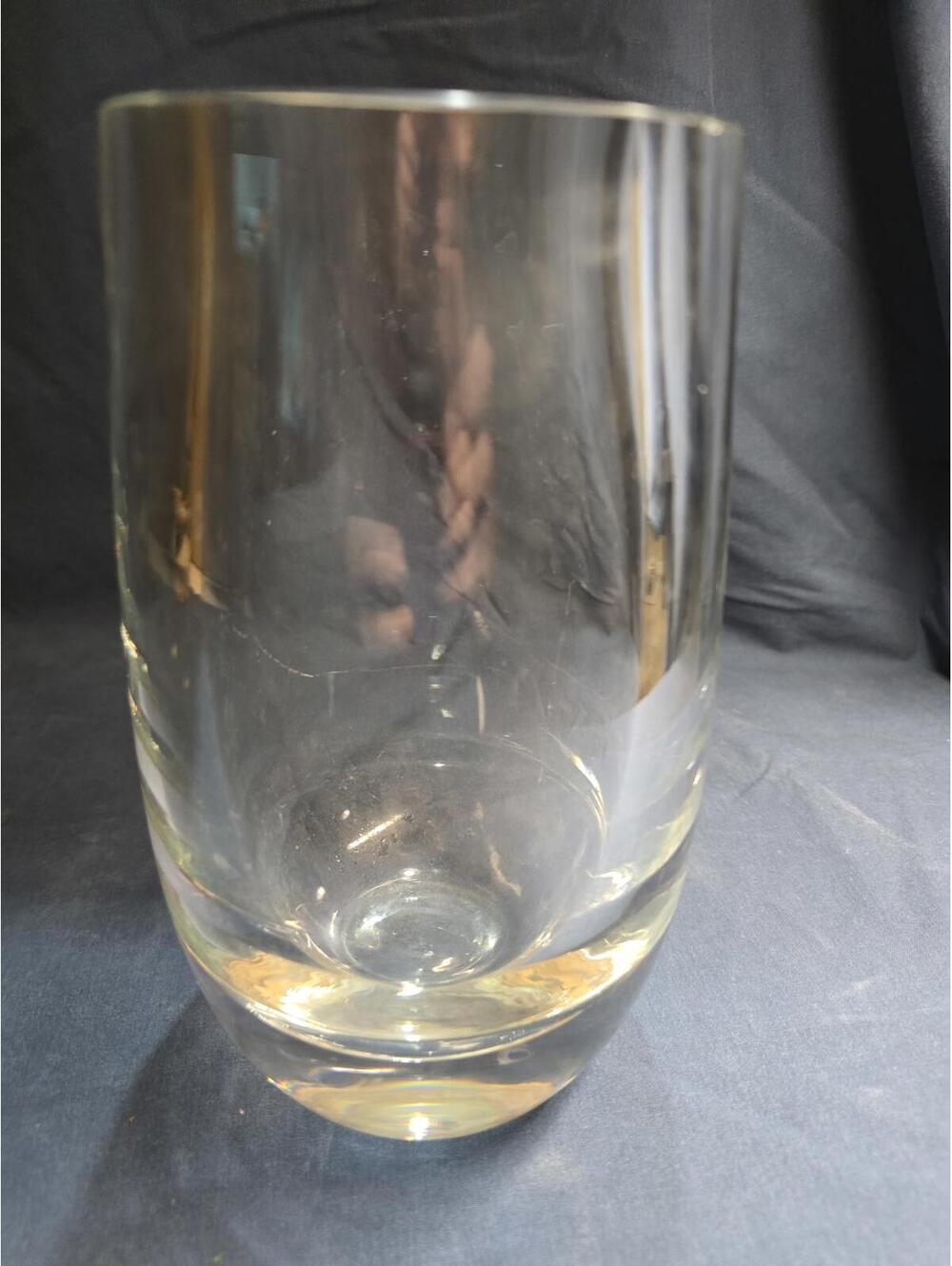 Vintage Mouth Blown 8" Heavy Crystal Glass Vase